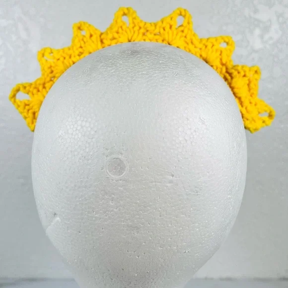 Yellow Crochet Crown Headband - Picture 4 of 5